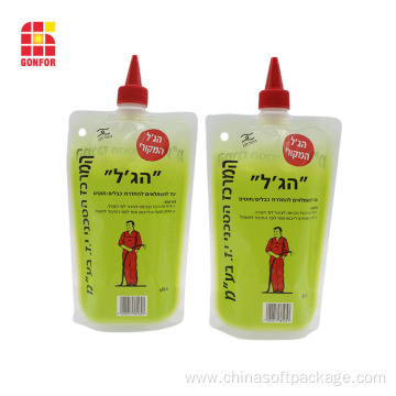 Stand Up Liquid Packaging Pouch With Spout